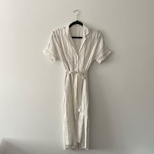 Gentle Fawn Midi Contemporary White Lined Collared Stripe Kaysey Dress Size XS